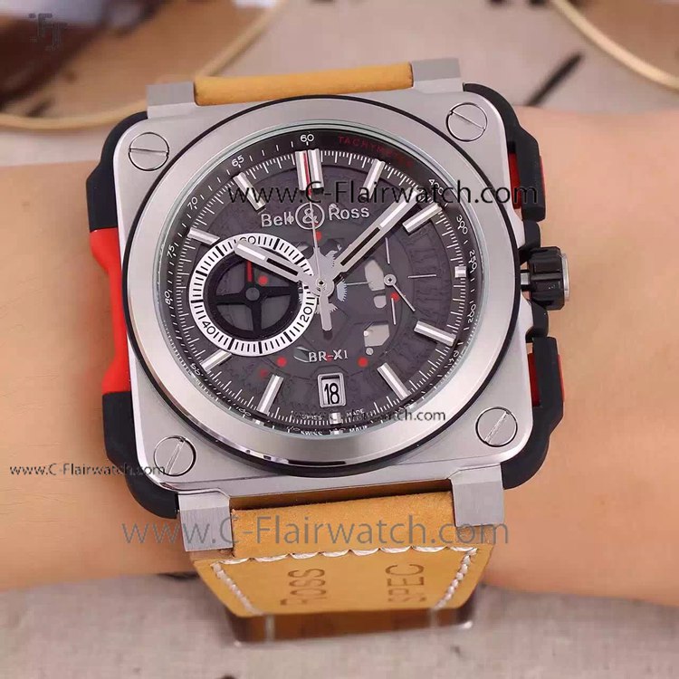 Bell and Ross SS Brown Leather Band Replica Watch